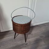 Sewing box in braided wicker rattan with removable storage