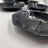 Set of 6 black soup plates