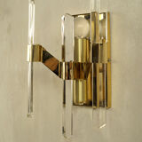 Pair of wall lamps in glass and gilded metal Sciolari