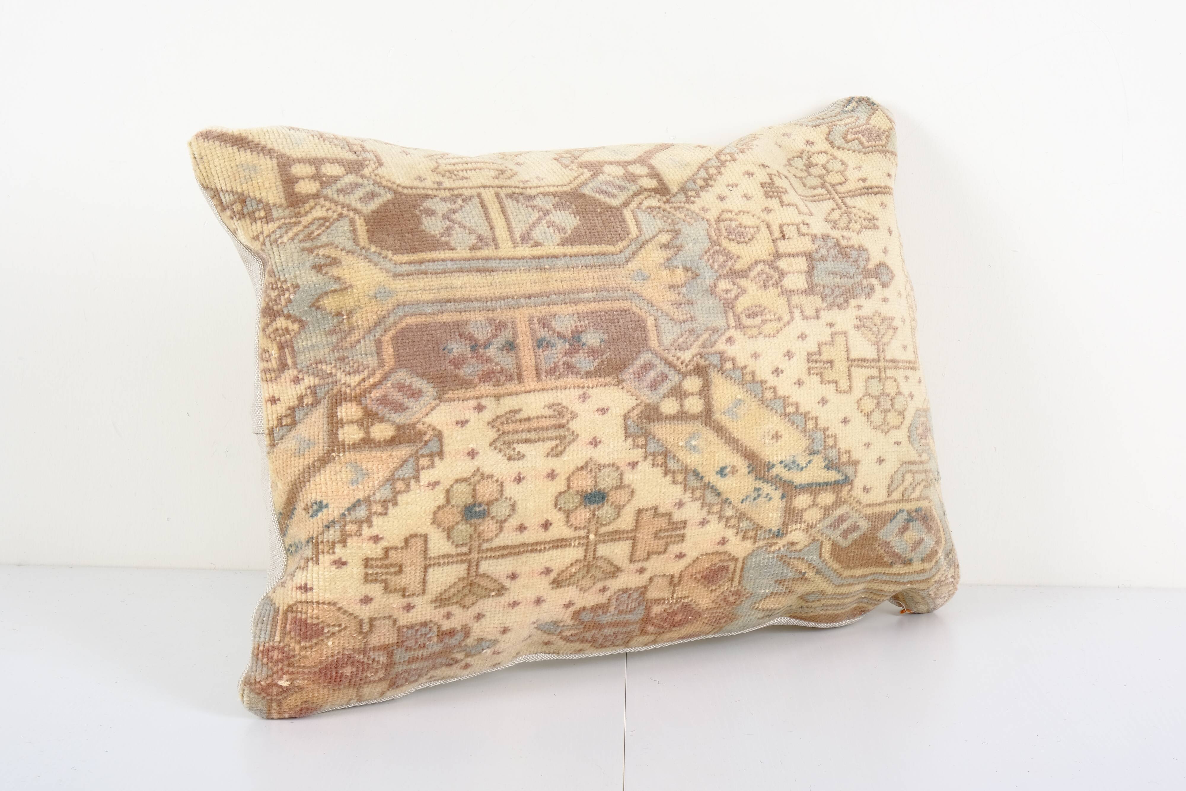 Turkish oushak rug pillow copper cover