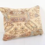 Turkish oushak rug pillow copper cover