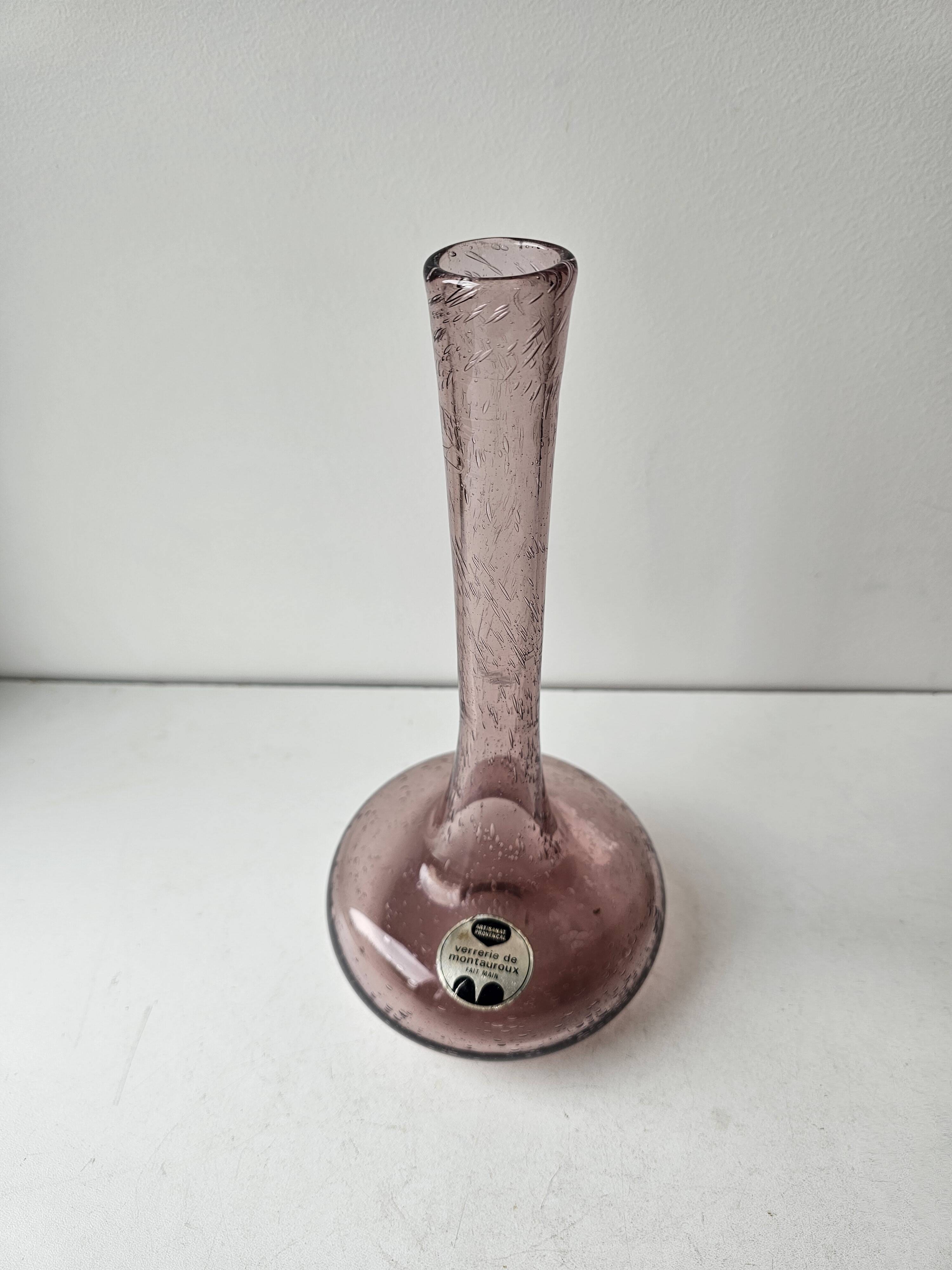 Vintage Bubble Glass Soliflore Vase Montauroux Height 2