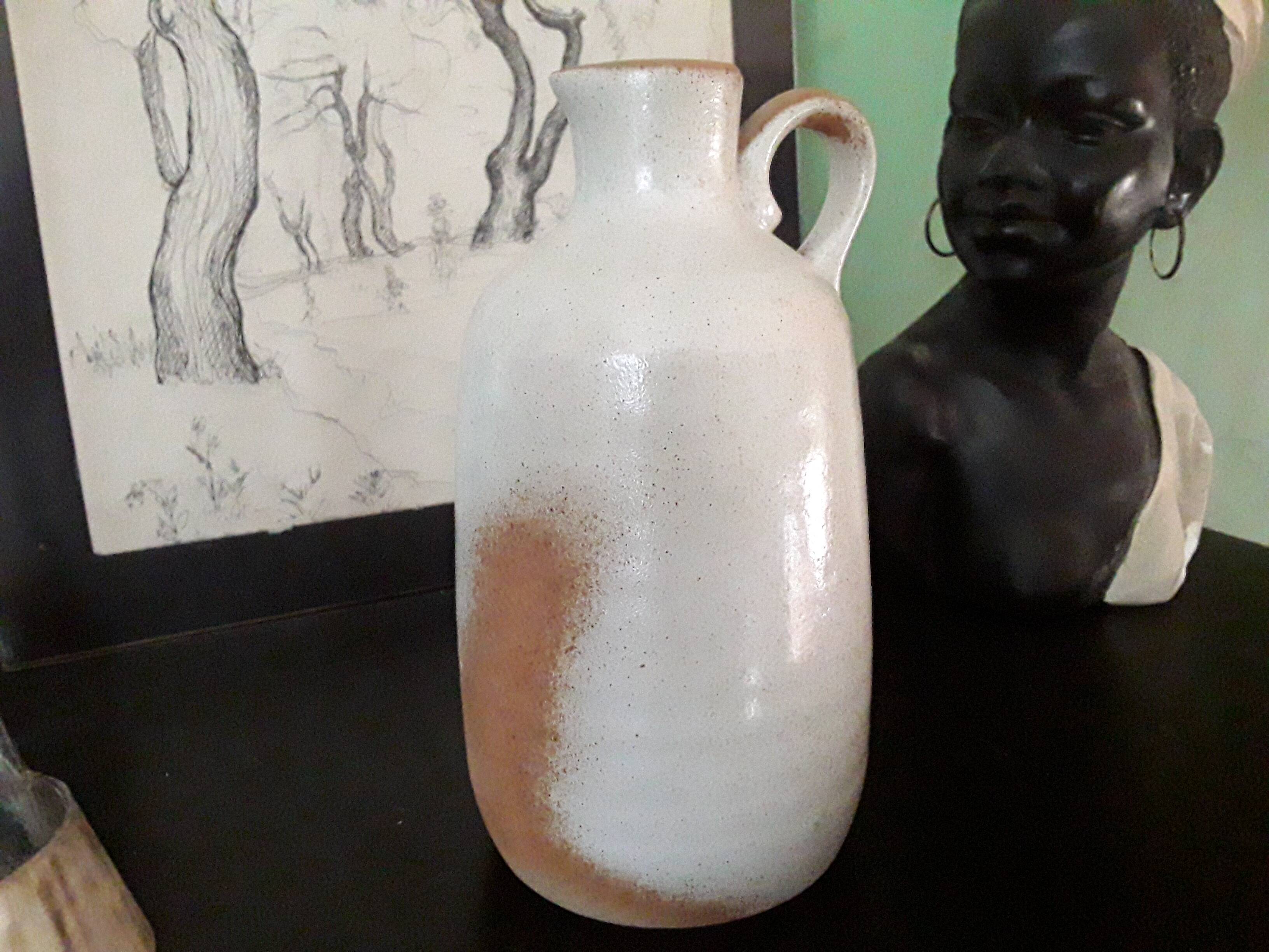 Vintage stoneware carafe vase from France