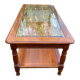 Vintage Louis Philippe coffee table in solid wood and glass, 110x55cm