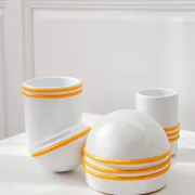 Set of vintage boxes for the bathroom, space age design, faience.
