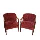 Paire de fauteuils vintage des années 60 en chêne et velours damassé.
