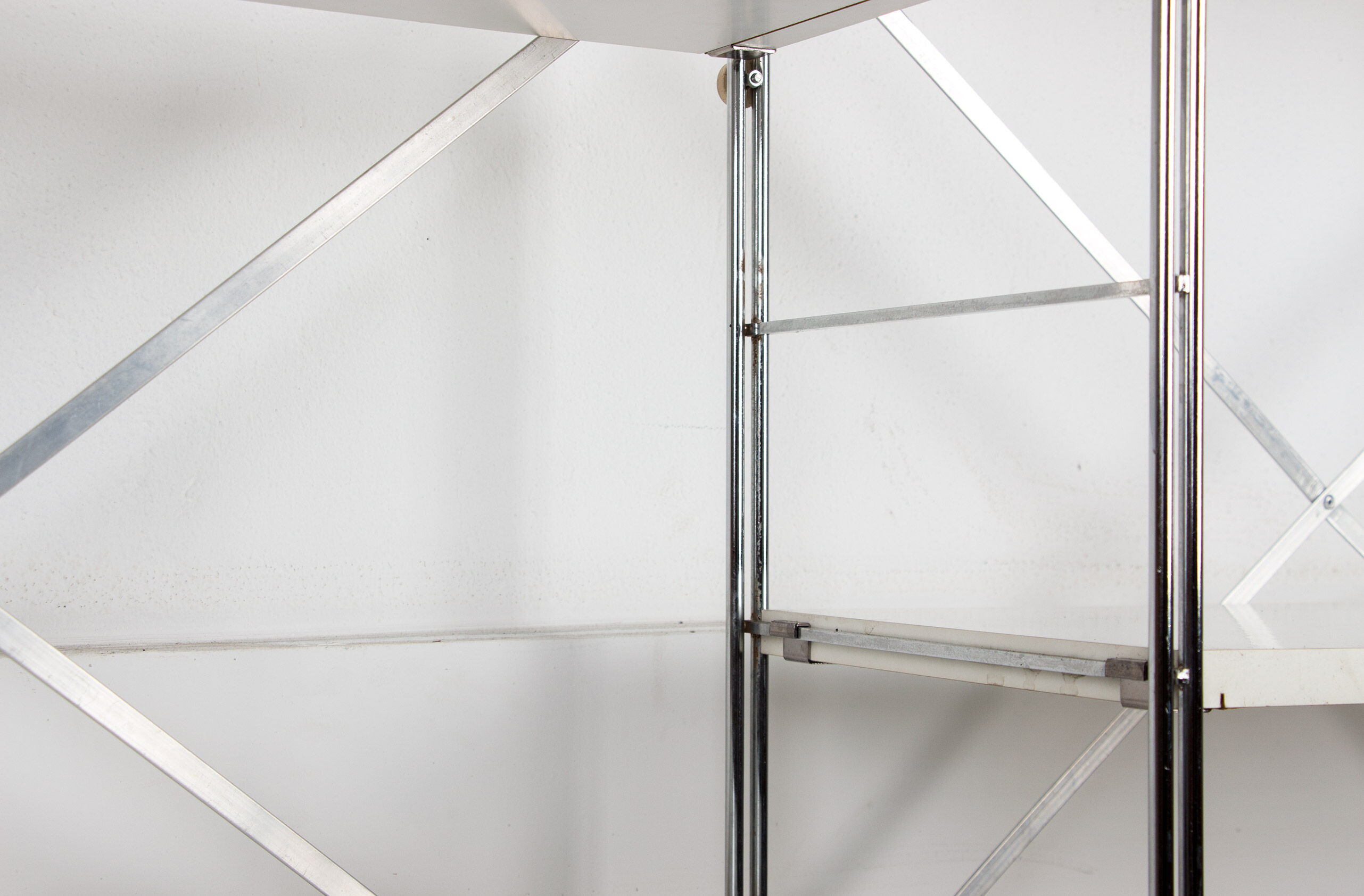 Vintage modular shelving unit in wood and aluminum, 1970s