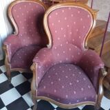 Pair of NIII walnut armchairs