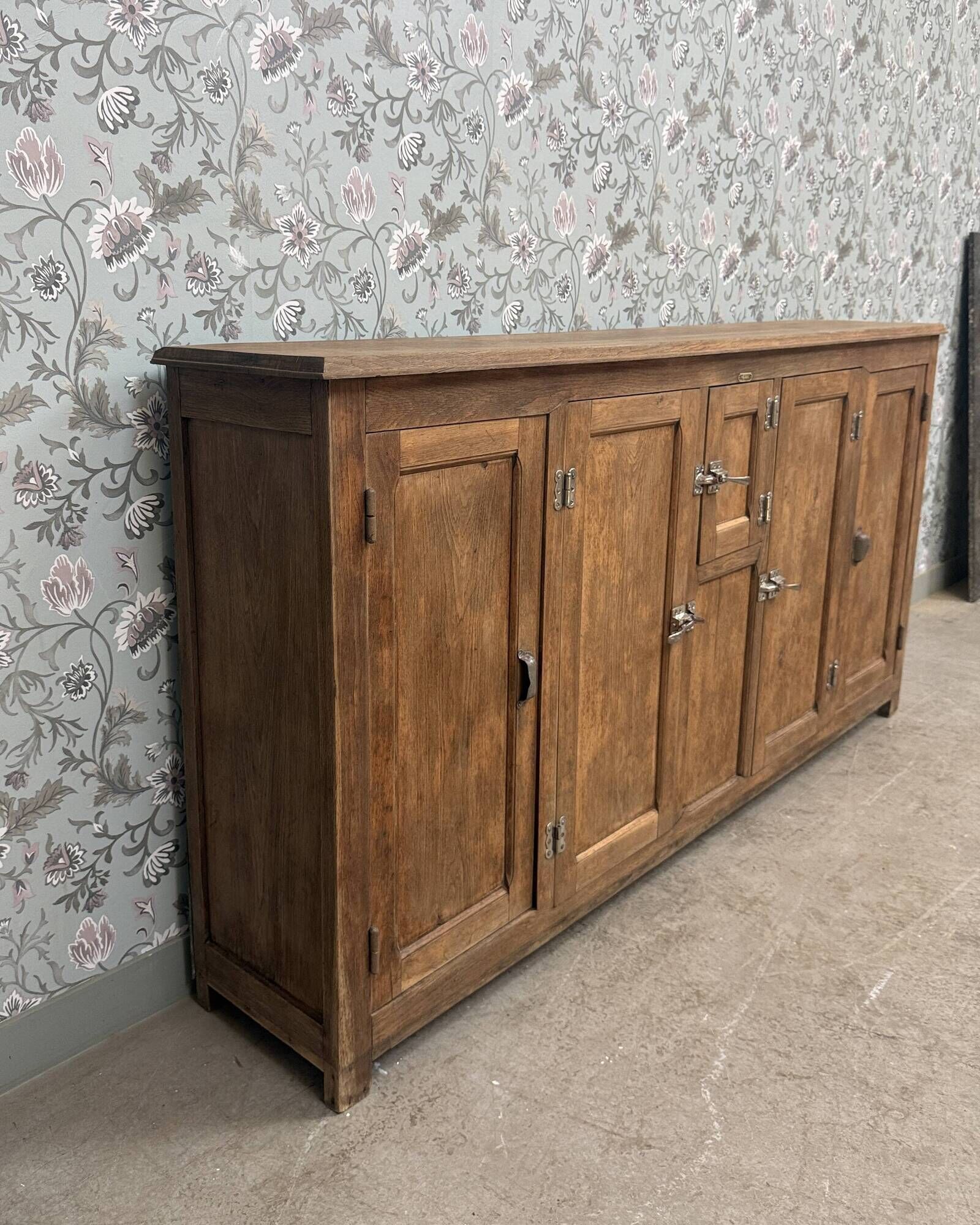 Old bar icebox in oak and zinc - sideboard (renovated)