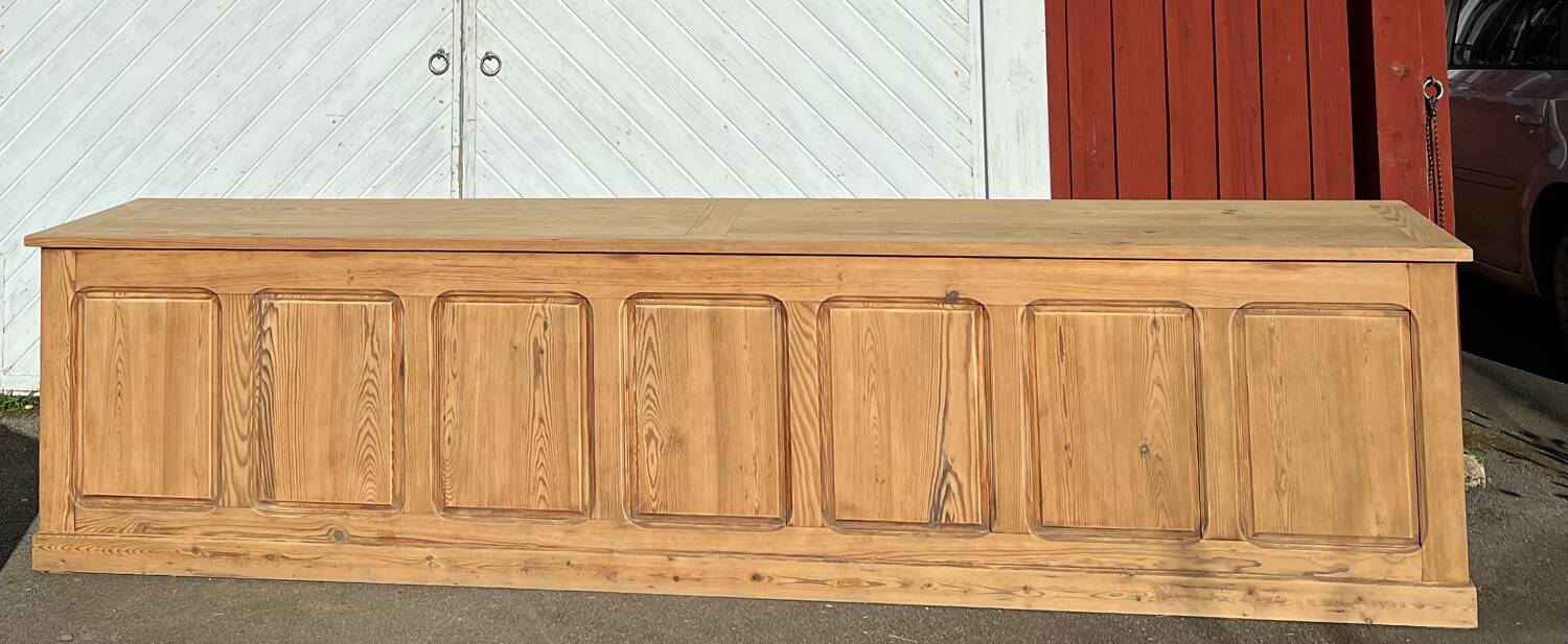 Large antique counter - solid raw wood tradesman's furniture