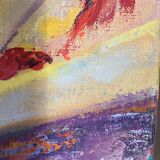 Oil on canvas Terrace signed 40x40cm