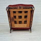 Fauteuil danois en bois de frêne et velour années 1930