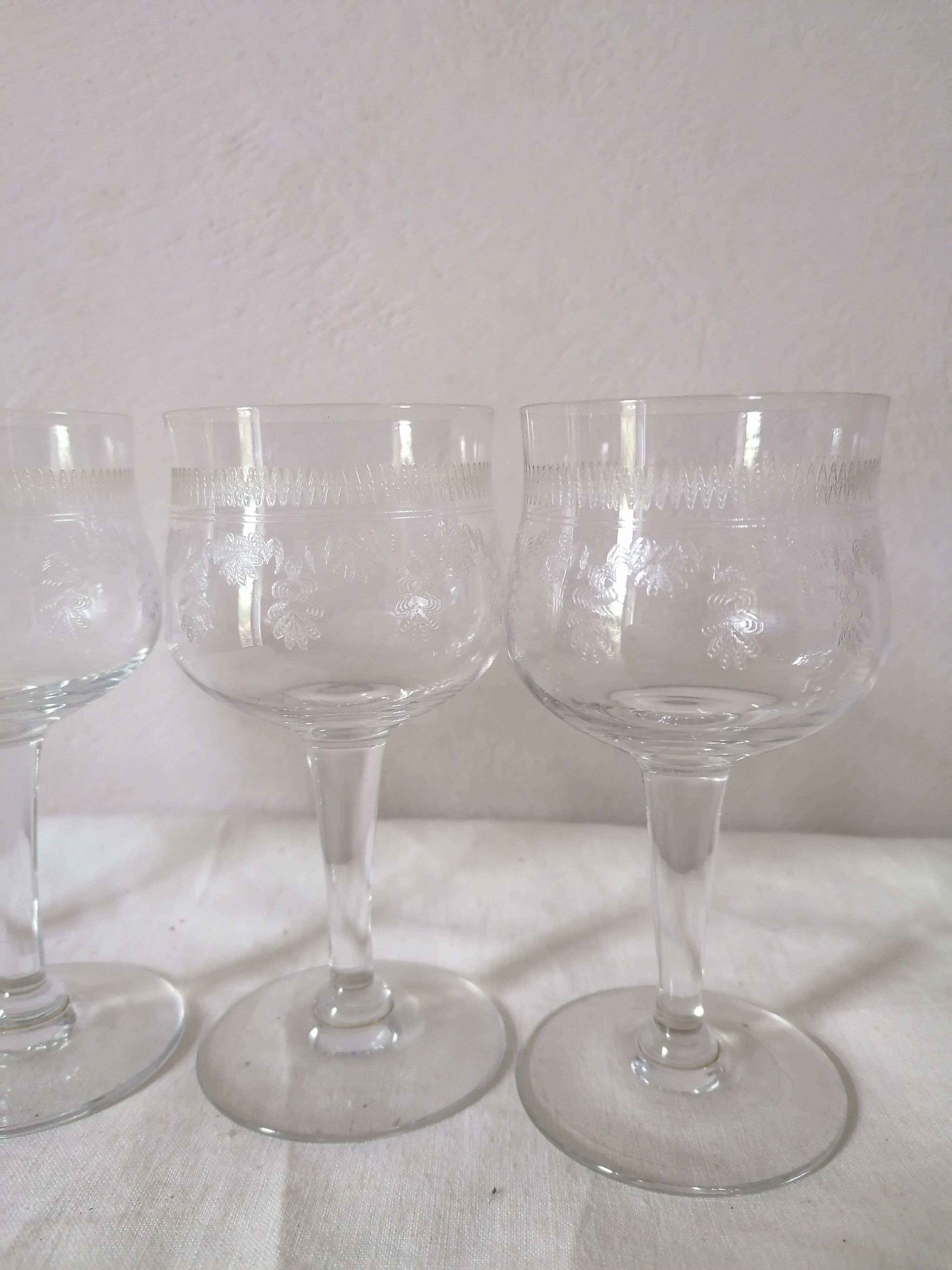 4 bohemian crystal glasses engraved