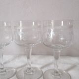 4 bohemian crystal glasses engraved