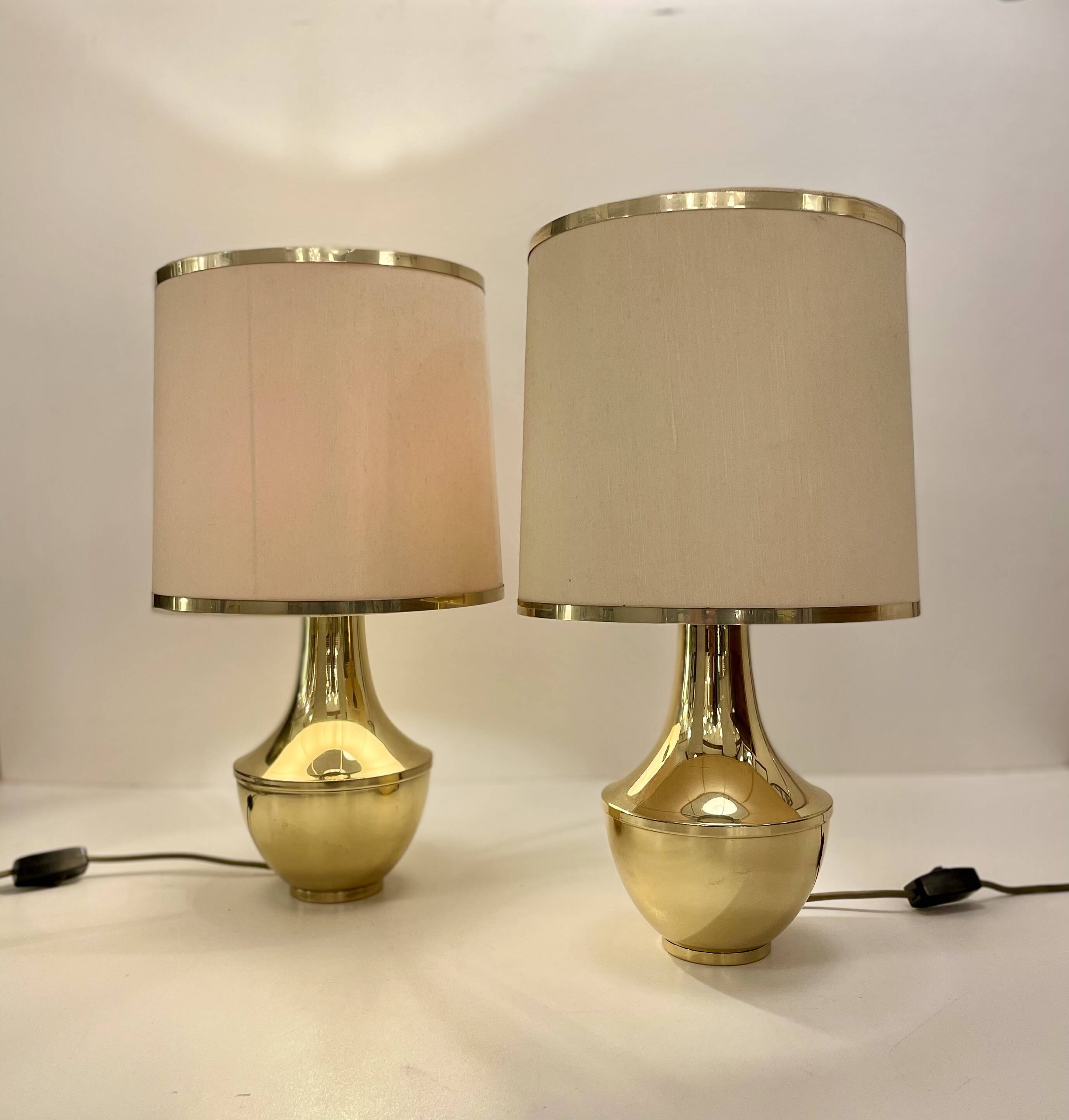 Pair of Italian Brass Table Lamp, 1970s