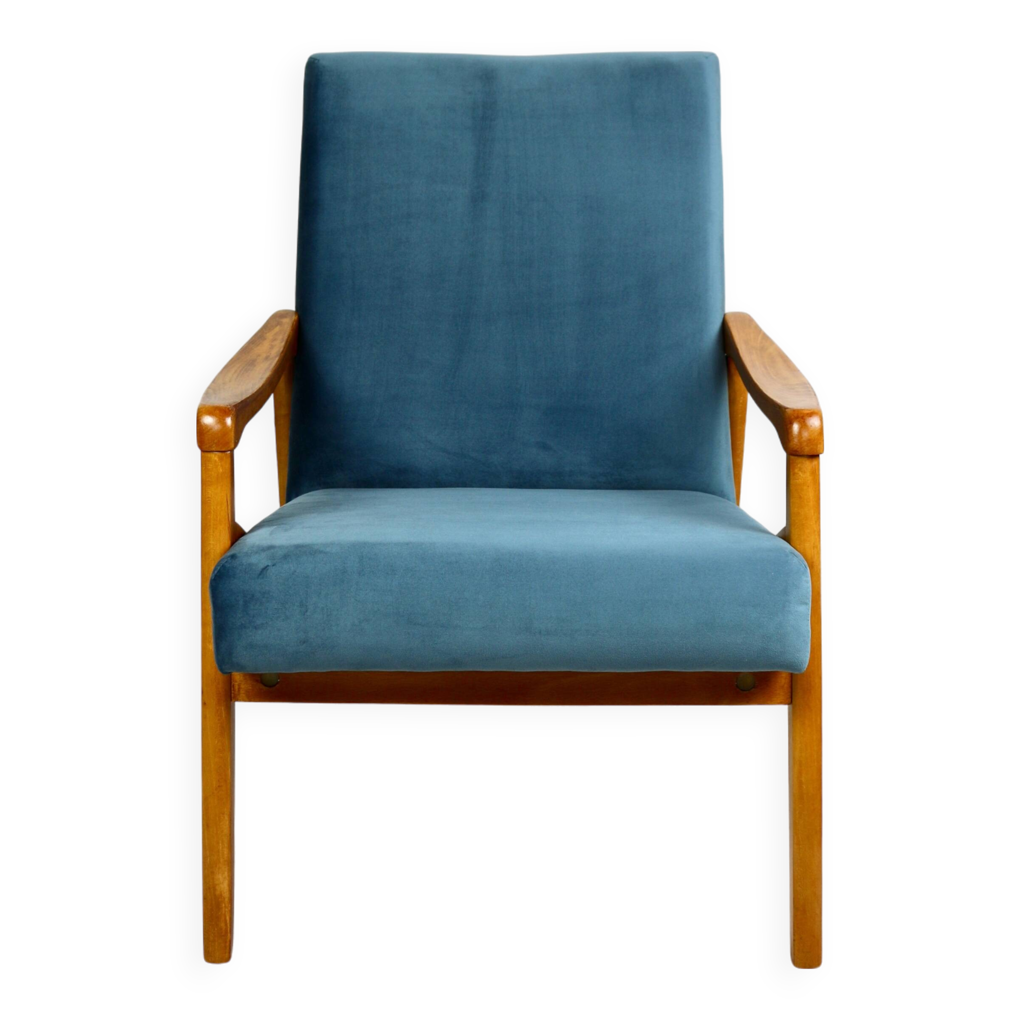 Czech Model Armchair attributed to Jiri Jiroutek in ocean blue, 1970s
