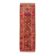 Long Tapis Couloir Vintage Orange et Fuchsia à Motifs Géométriques,91x278Cm
