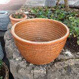 Braided wicker pot cover, vintage 60s/70s