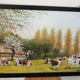 Oil on wood framed and signed Henri Merlet, 124x63 cm
