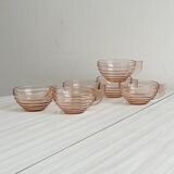 Thick old rose glass cups