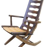 Pair of vintage TRICONFORT France deckchairs and relax chairs