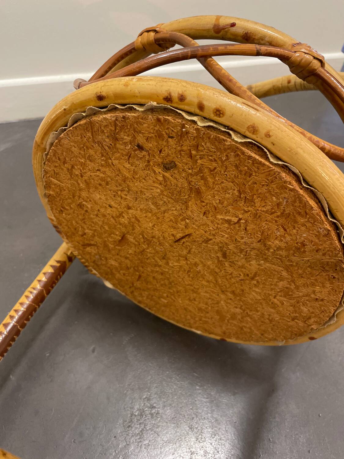 Vintage bamboo rattan server, 1950s