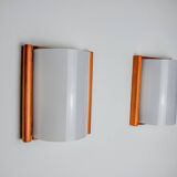 Pair of pine and methacrylate wall lights, spain 1980