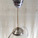 Art Deco suspension in chrome metal and opaline globe - mid 20th century