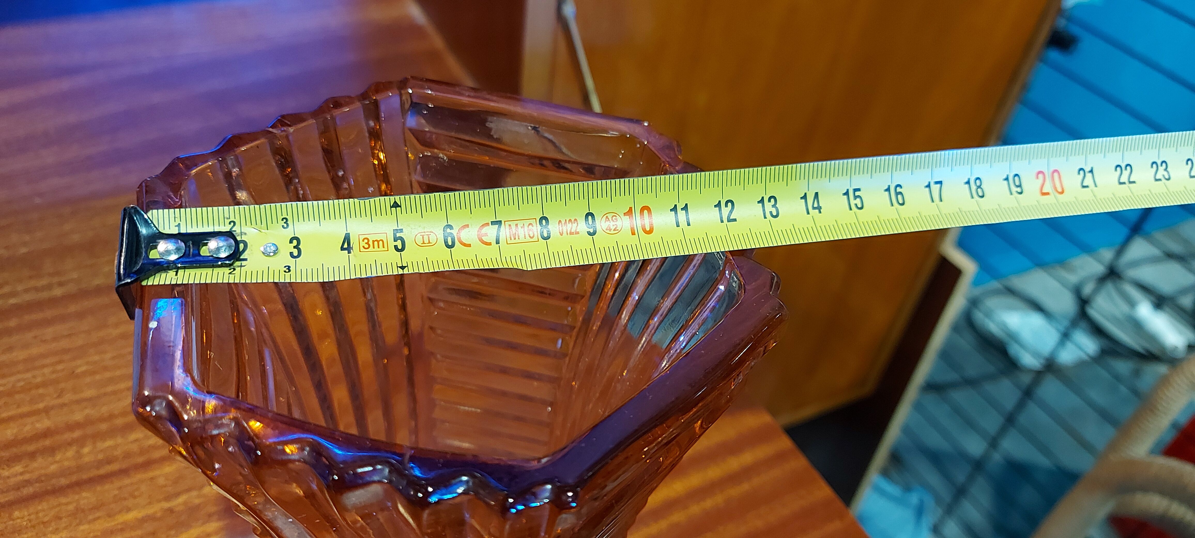 Vase exagonal - Style Art Deco, Verre Rosaline