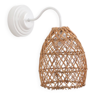 White Rattan Wall Sconce Lamp