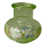 Vase boule en verre emaille email gras