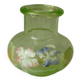 Glass ball vase with fat enamel glazing