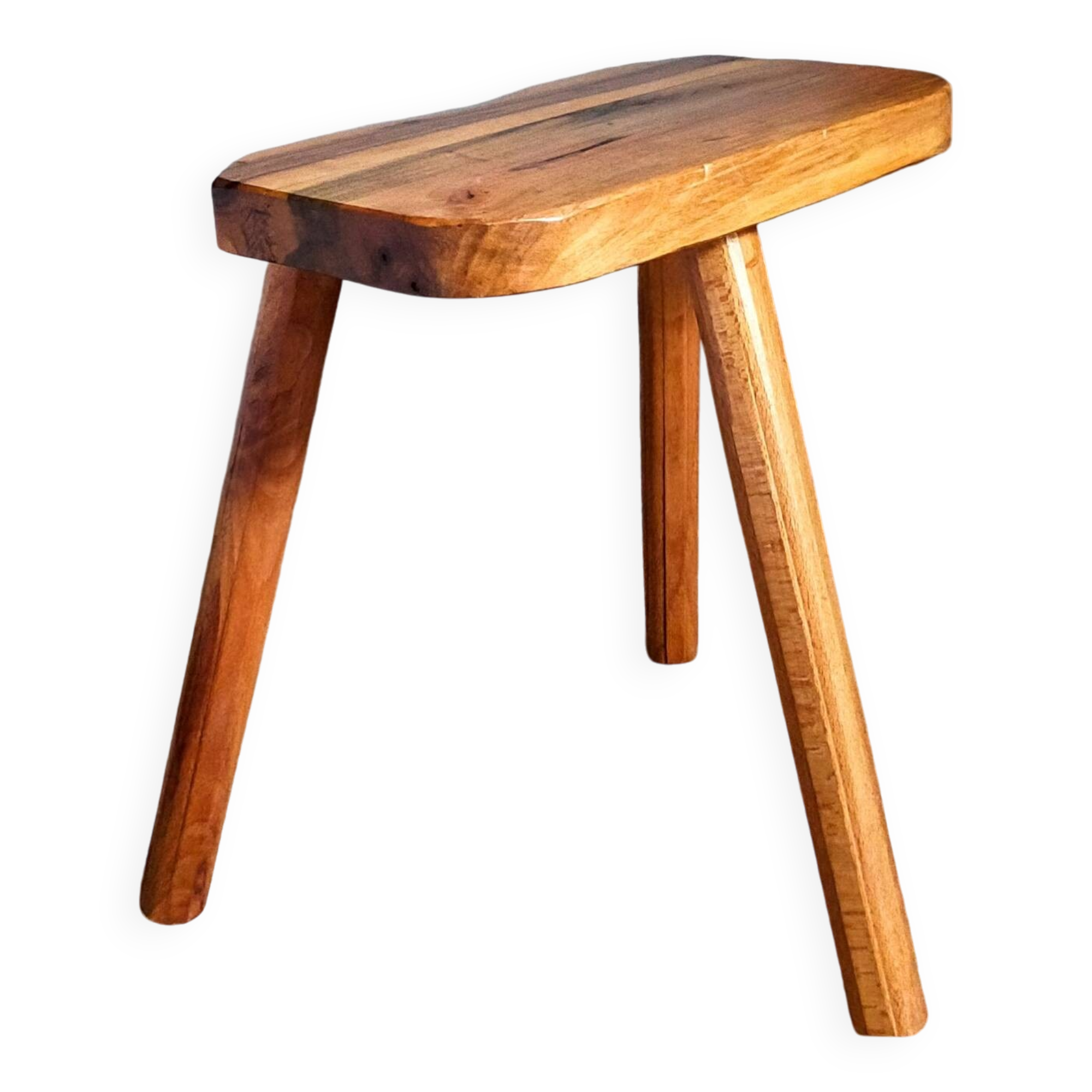 Solid wood tripod stool from the 50s