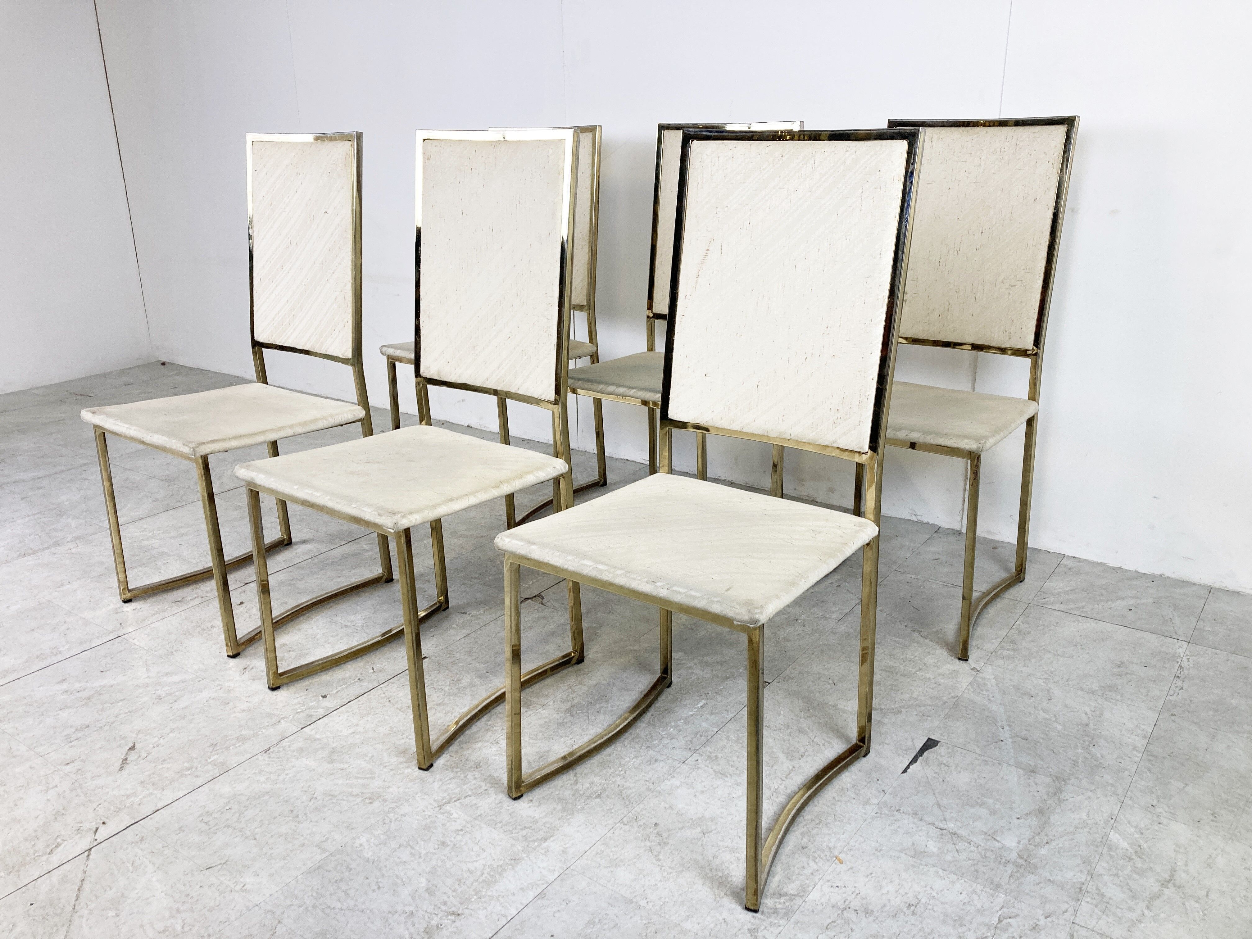 Vintage brass dining chairs by Belgo chrom, 1970s