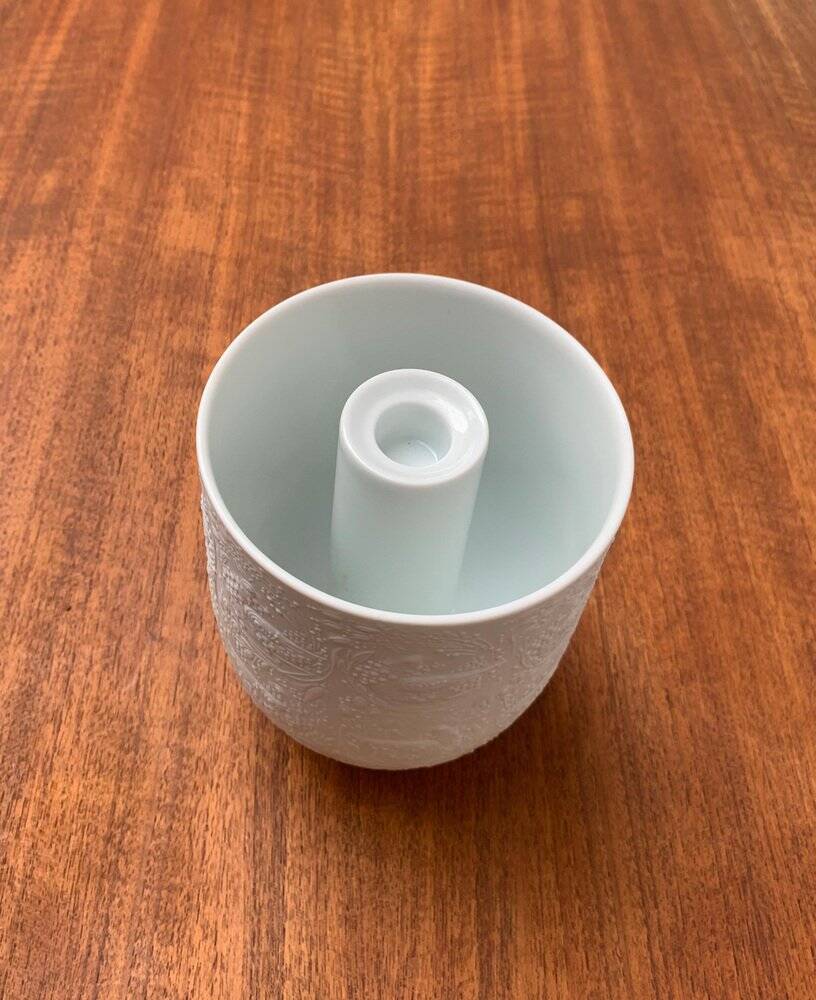 White porcelain candlestick from mid-century by Bjørn Wiinblad for Rosenthal.