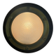 Pair of round glass wall lights, brass base and Wood Wood, 1960s, Italy.