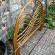 Rattan and leather headboard 140cm vintage 1970
