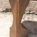 Brutalist console in solid wood worked with gouge & wrought iron, France 1950s