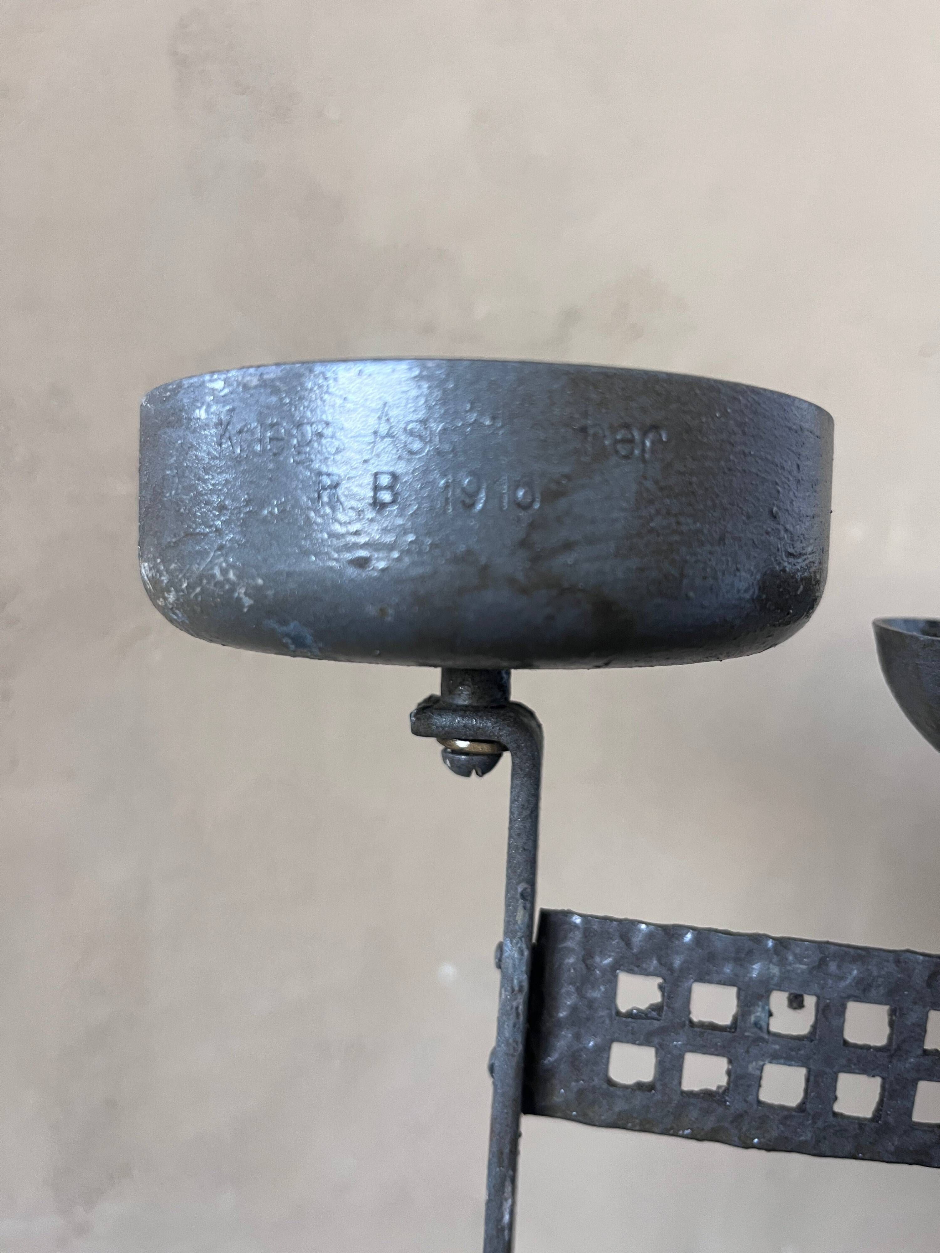 German smoker's accessory holder in wrought iron, 1916