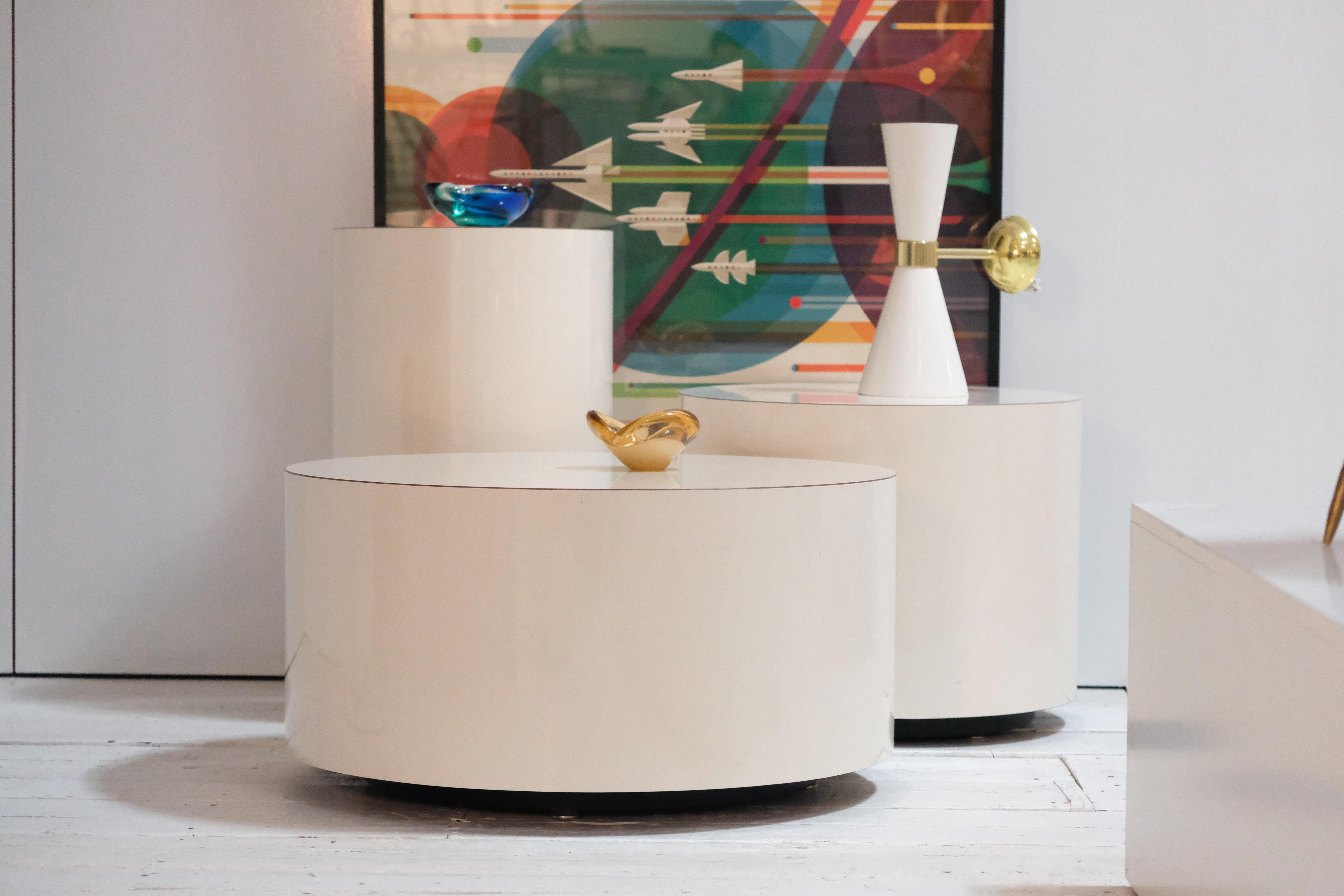 Auxiliary Table, High Gloss Laminate, Full Moon or Half Moon, Handmade, Size L