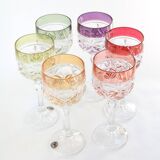 Mid-Century Hand Blown Crystal Wine Glasses from Hofbauer, Set of 6