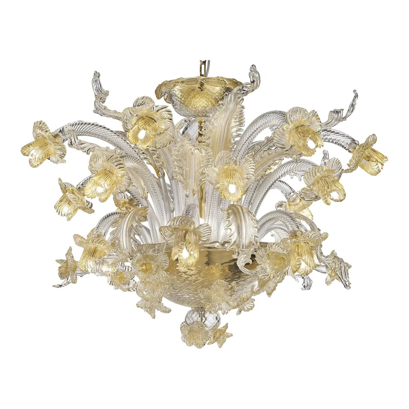 Venetian Floreal Luxury Gold Muarno Glass Chandelier