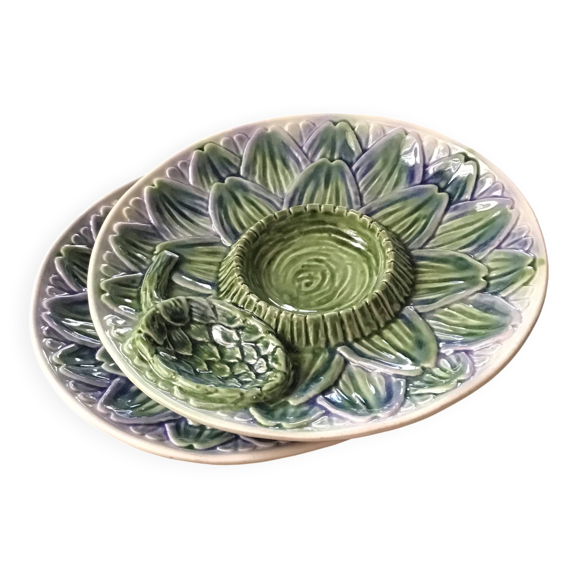 Two artichoke earthenware plates