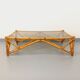 Vintage rectangular coffee table in rattan and smoked glass from the 1970s.