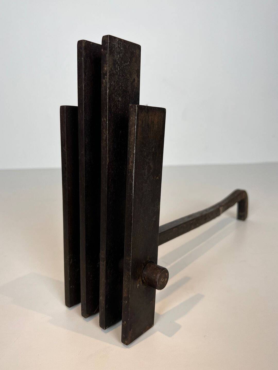 Pair of Modernist Steel Andirons