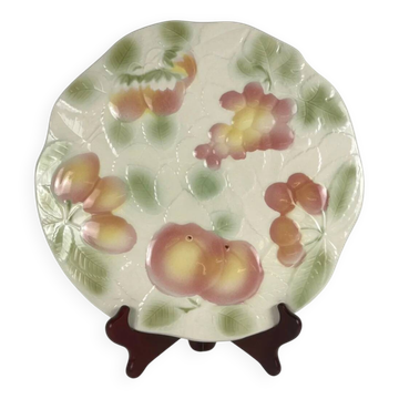Cake or serving dish barbotine Salins, fruit pattern