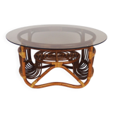Rattan and glass coffee table
