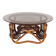Table basse en rotin et verre