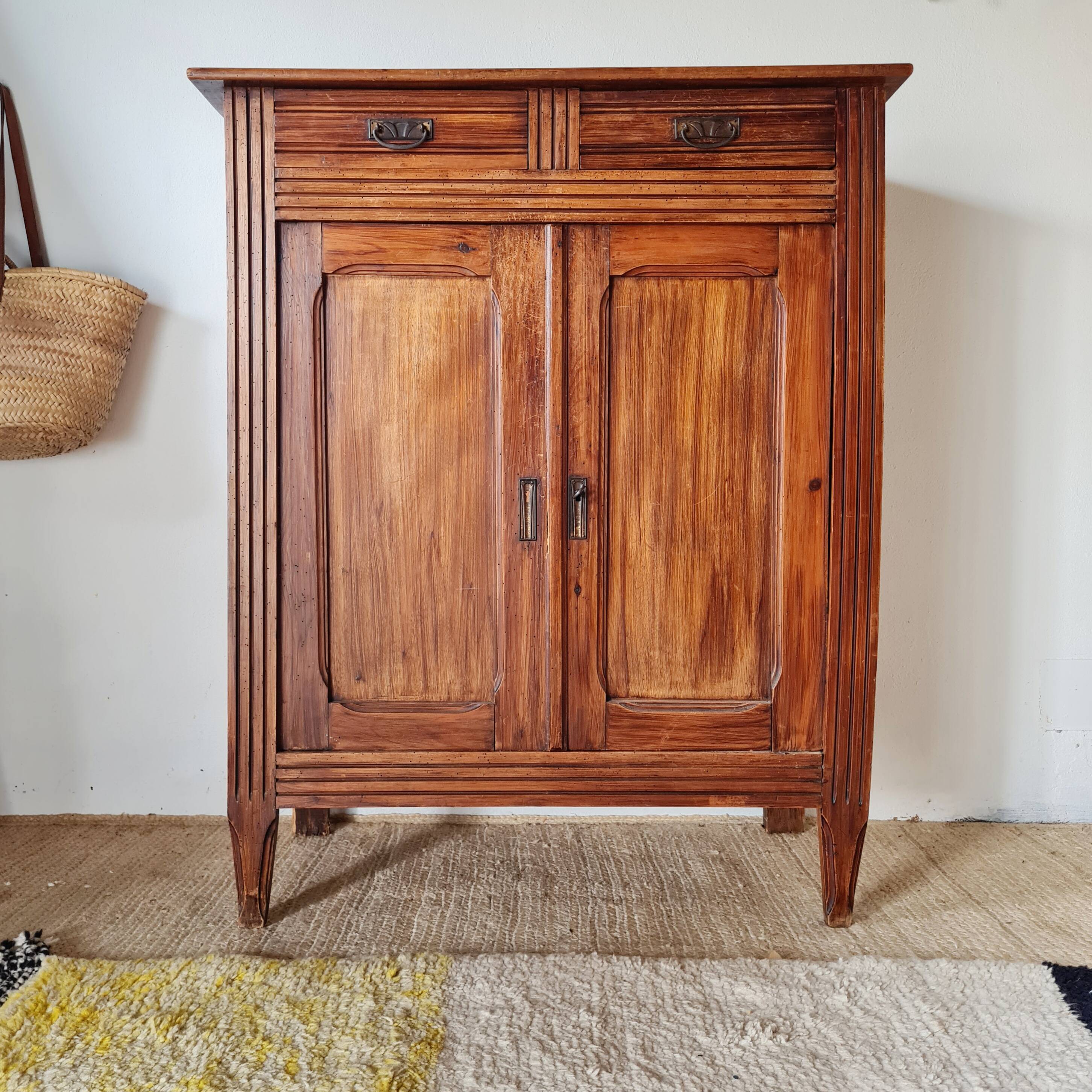 Buffet parisien bois ancien 2 portes panneautées