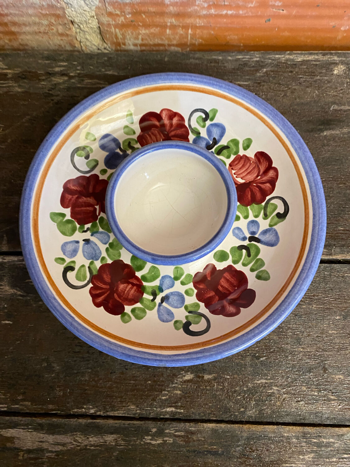Pair of antique egg cups graf stoob ceramic polychrome wine